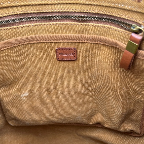 Madewell Canvas Tote Bag Leather Handles Ochre - Picture 7 of 7